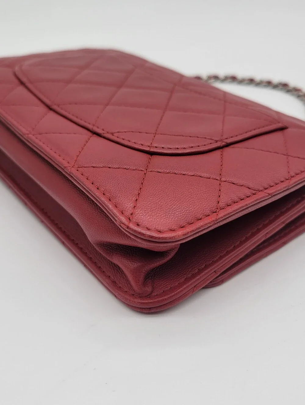 Chanel Red Quilted Leather Wallet-On-Chain (WOC)